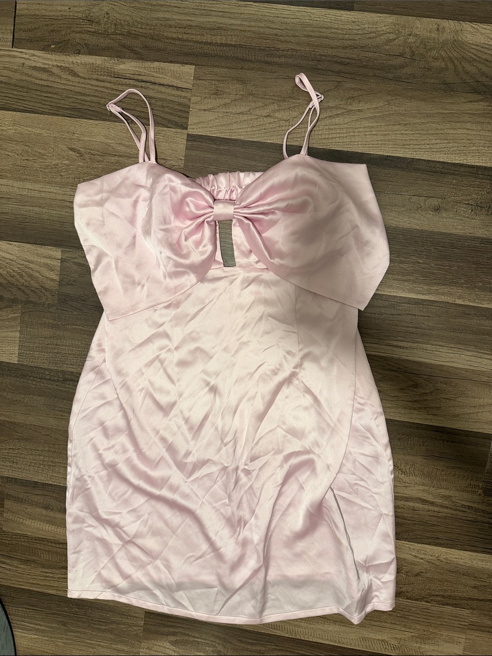 Target Light Pink Satin Midi Dress with Front Bow